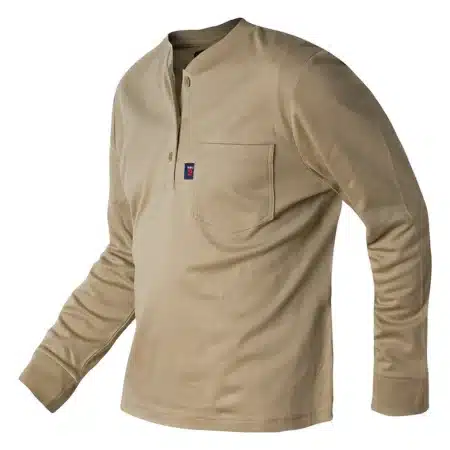 Flame Resistant Henley Cotton Work Shirt - CAT 2